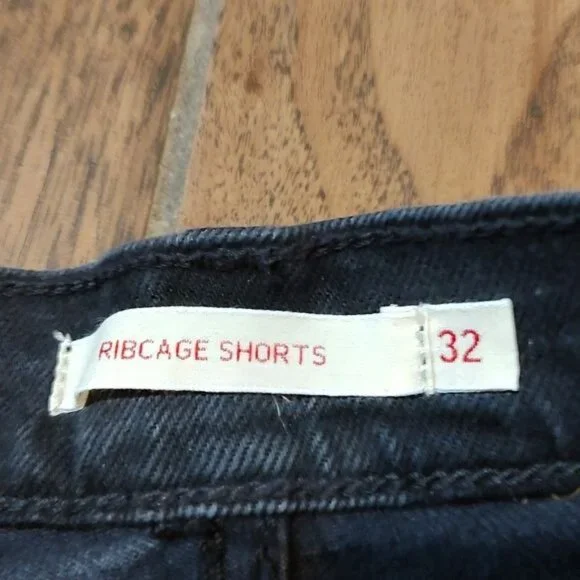 Levi 32 Ribcage shorts high waist cutoff black denim jean - Picture 5 of 9